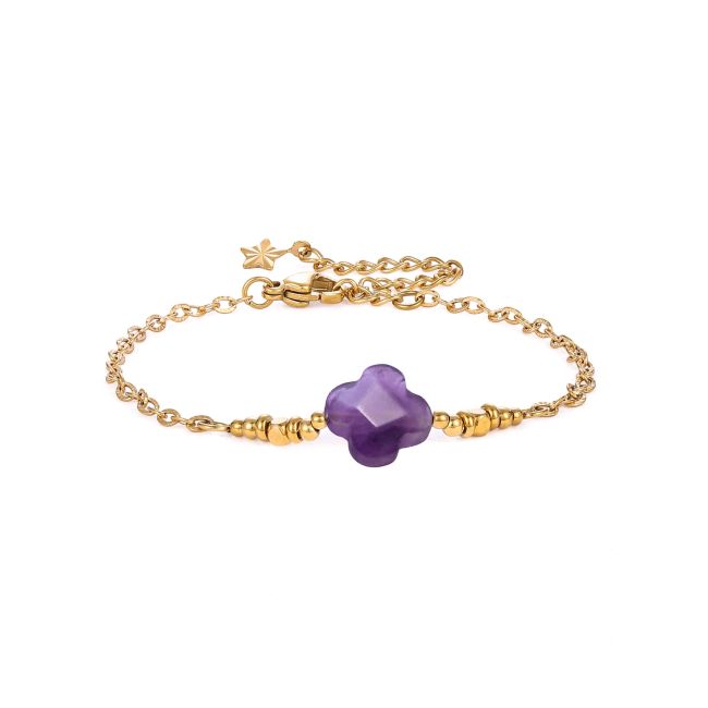 Bracelet Chance en Améthyste A – Trèfle