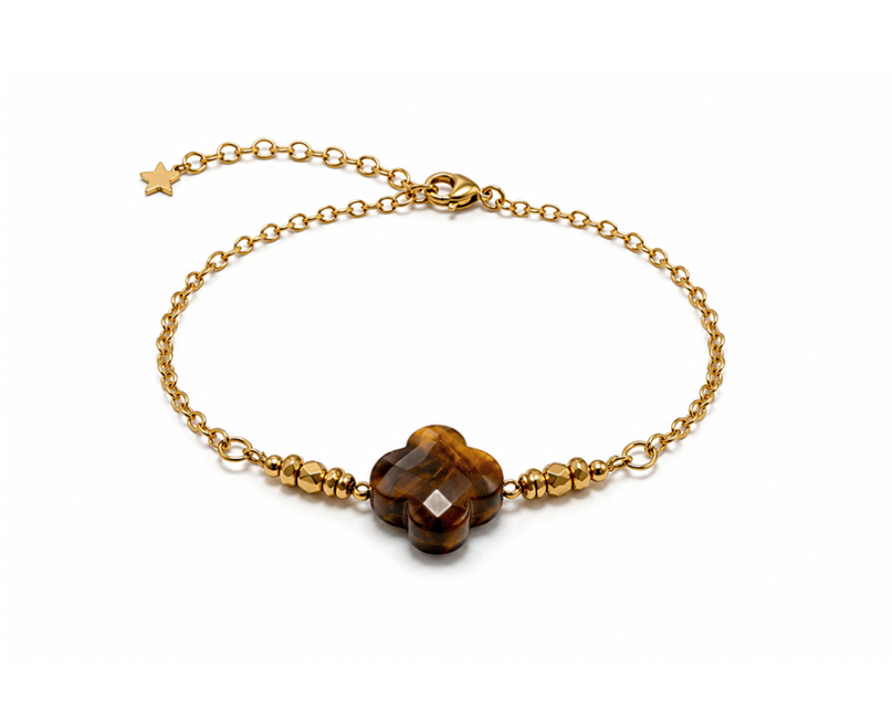 Bracelet Chance en Œil de tigre A – Trèfle chez Arabesk|fr
