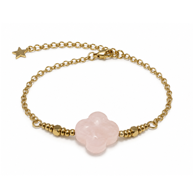 Bracelet Chance en Quartz Rose A – Trèfle chez Arabesk|fr