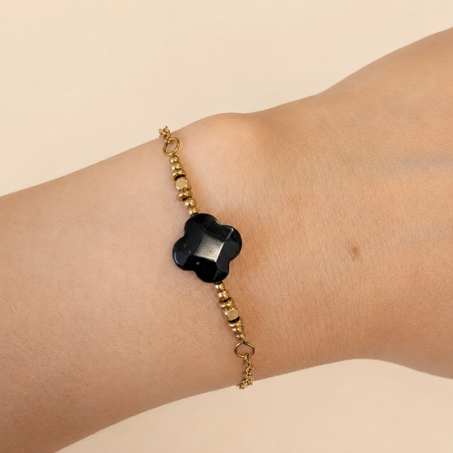 Bracelet Chance en Onyx A – Trèfle