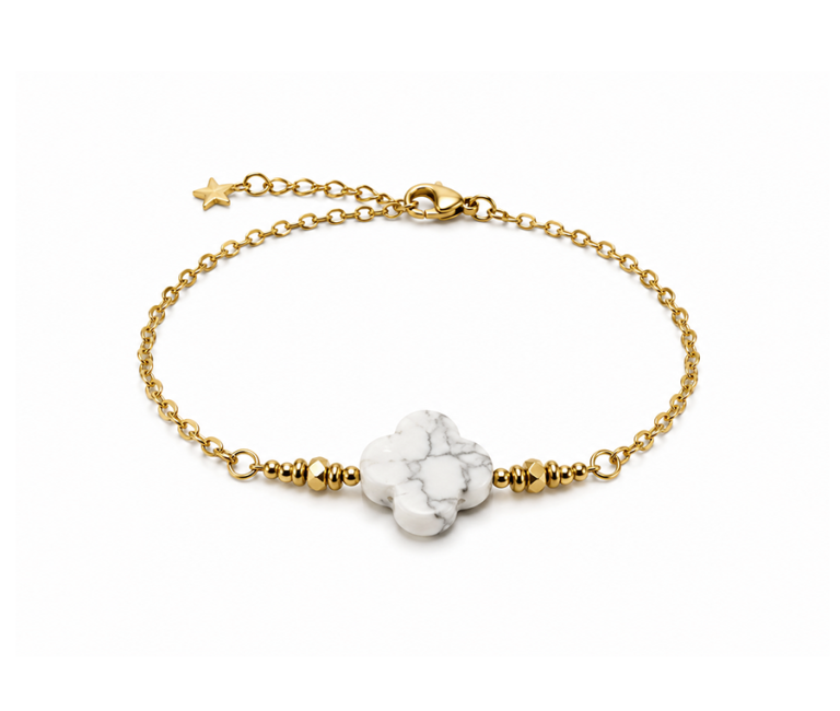 Bracelet Chance en Howlite A – Trèfle chez Arabesk|fr