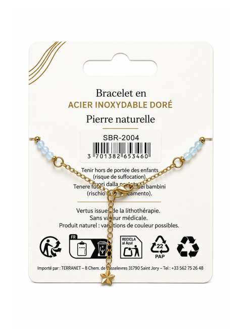 Bracelet Protection en Aigue-Marine – Médaillon Œil Protecteur chez Arabesk|fr
