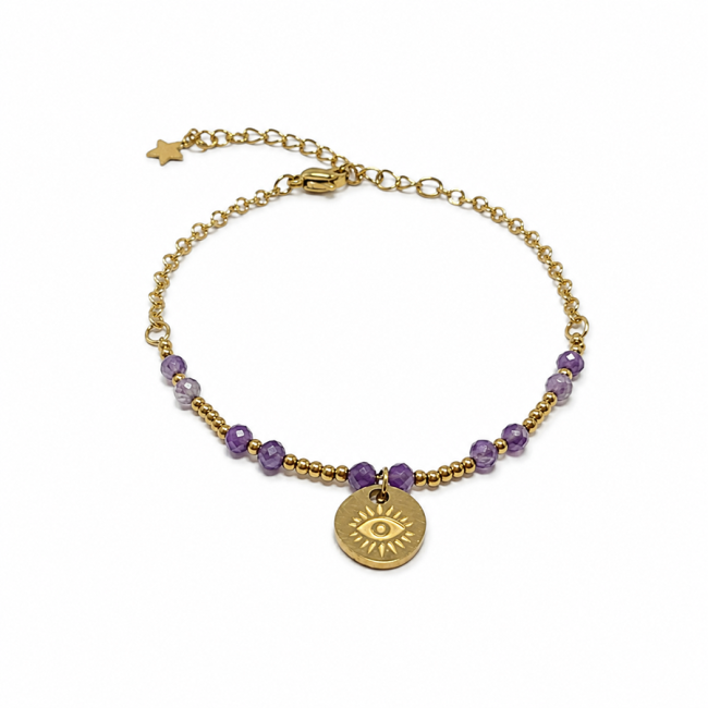Bracelet Protection en Améthyste A+ – Œil Protecteur chez Arabesk|fr