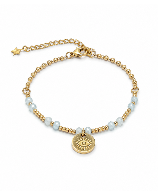 Bracelet Protection en Aigue-Marine AA – Œil Protecteur chez Arabesk|fr