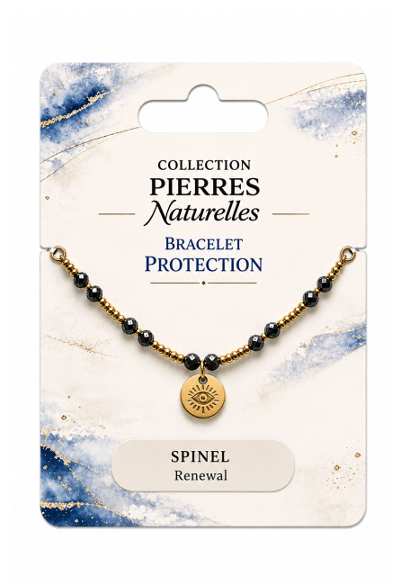 Bracelet Protection en Spinelle Noir – Œil Protecteur chez Arabesk