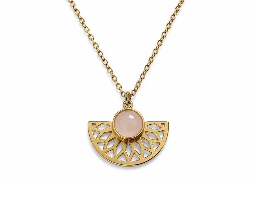 Collier Acier Inoxydable Doré Pendentif Aztèque Lapis-Lazuli AA 6mm chez Arabesk|fr