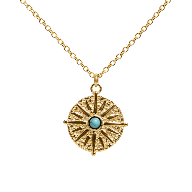 Collier Acier Inoxydable Doré Soleil Turquénite A