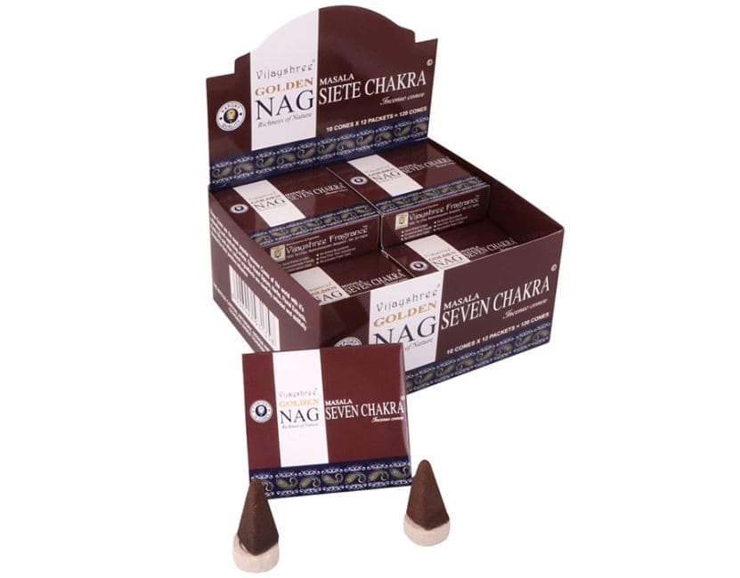 Encens Vijayshree Golden Nag 7 Chakra cones