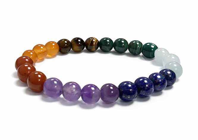 Bracelet pierres 7 chakras A+ perles 8mm