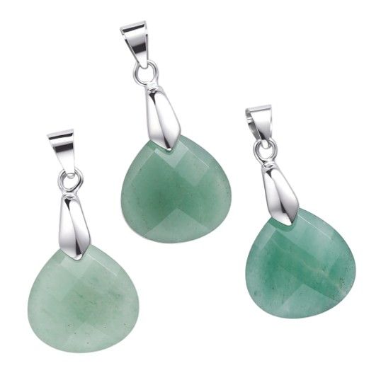 Pendentif Goutte Facettée Aventurine Verte – Lot De 3