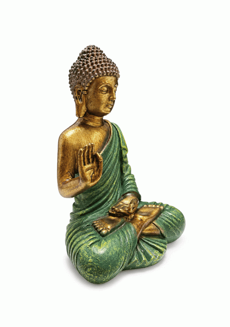 Statue Bouddha Abhaya Verte en Résine 13 cm chez Arabesk|fr