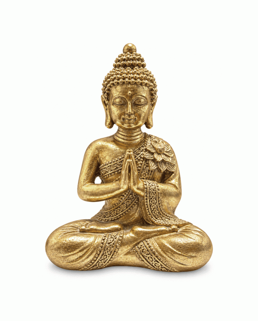 Statue Bouddha Namasté Doré en Résine 14 cm chez Arabesk