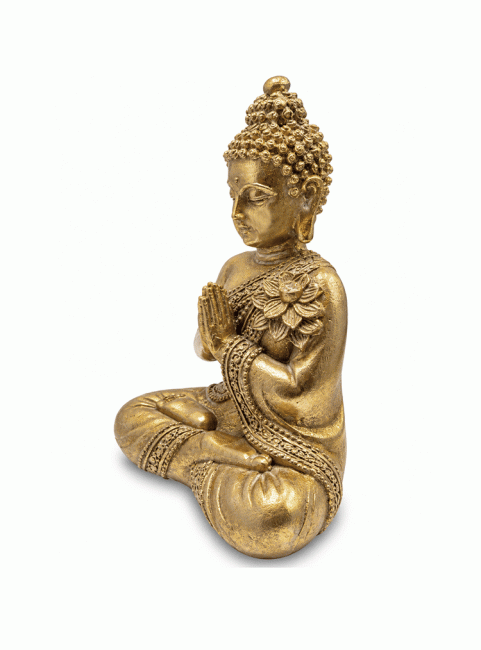 Statue Bouddha Namasté Doré en Résine 14 cm chez Arabesk|fr