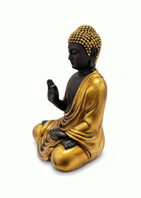 Statue Bouddha Abhaya Noir et Doré en Résine 16 cm chez Arabesk|fr