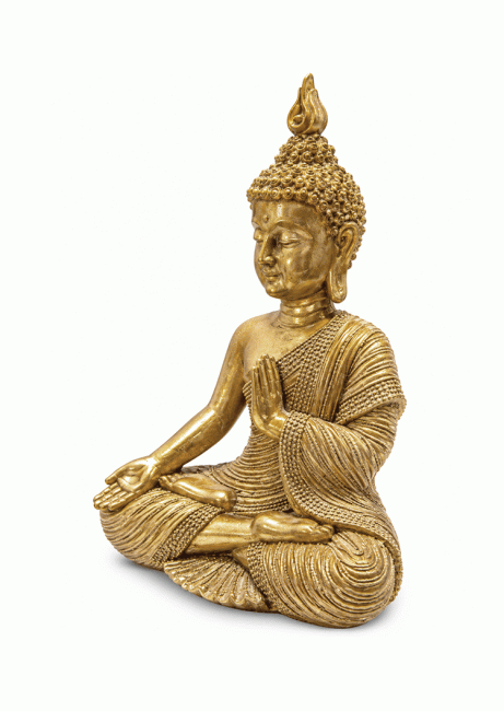 Statue Bouddha Doré Mudra de l’Enseignement en Résine 15 cm chez Arabesk|fr
