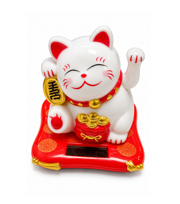 Chat Porte-Bonheur Maneki-neko Solaire à Bras Mobile 7,5 cm chez Arabesk