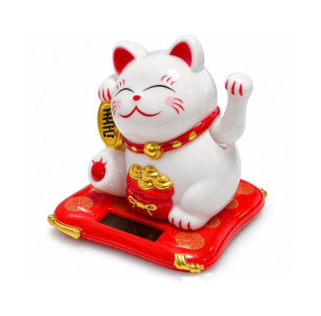 Chat Porte-Bonheur Maneki-neko Solaire à Bras Mobile 7,5 cm chez Arabesk|fr