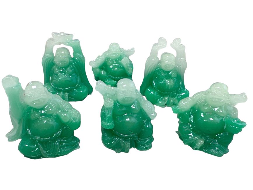 Set de 6 bouddhas couleur jade 5cm