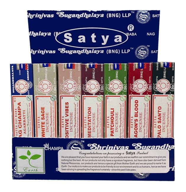 Présentoir 7 Parfums 42 paquets 15gr Satya chez Arabesk