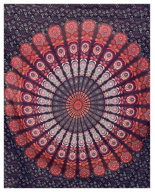 Lila Mandala-Wandbehang, Mauve, Rot, Rosa