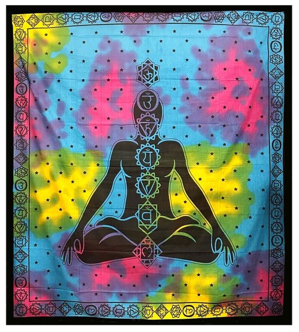 Tenture 7 Chakras Jaune Rose Turquoise