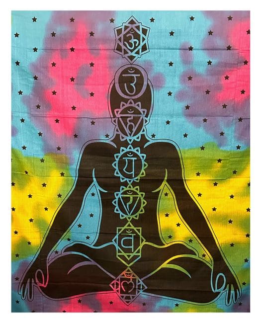 Tenture 7 Chakras Jaune Rose Turquoise chez Arabesk|fr