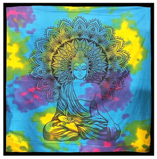 Tenture Bouddha Jaune Vert Turquoise