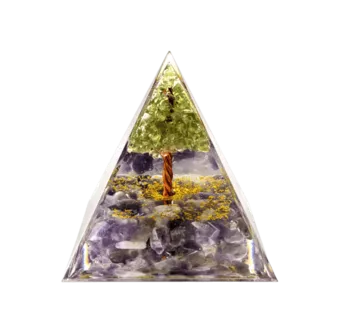 Orgonite Pyramide Amethyste & Péridot Arbre de Vie