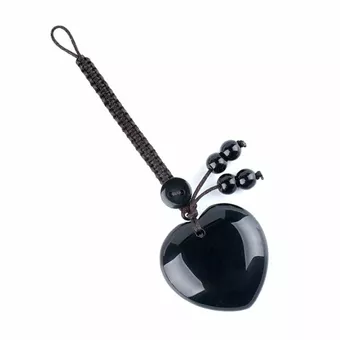 Bijou de Sac Cœur Obsidienne Noire A en Pierre Naturelle