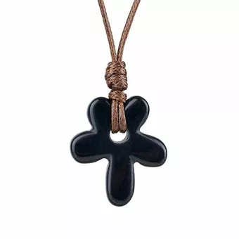 Collier Fleur Obsidienne Noire A