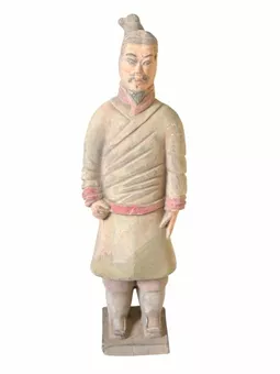 Statue Colorée Antique en Terracotta Guerrier 22cm