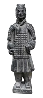 Statue Noire Guerriers avec Armure en Terracotta  22cm