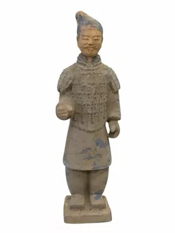 Statue Colorée Antique Terracotta Guerrier 26cm