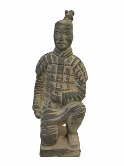 Statue Noire Archer Agenouillé en Terracotta 21cm