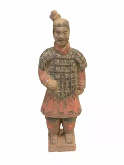 Statue Colorée Antique Terracotta Guerrier 26 cm