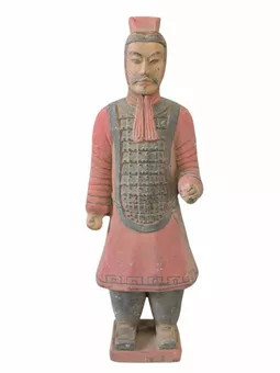 Statue Colorée Antique Guerriers avec Armure en Terracotta 27cm