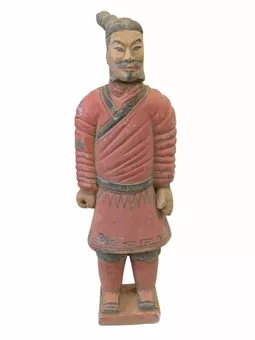 Statue Colorée Antique en Terracotta Guerrier 26cm