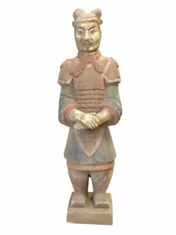 Statue Colorée Antique en Terracotta Général 35cm