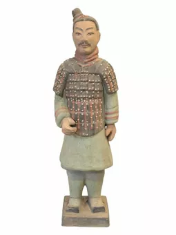Statue Colorée Antique Terracotta Guerrier 35 cm