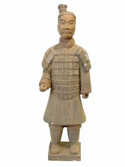 Statue Colorée Antique Terracotta Guerrier 36 cm