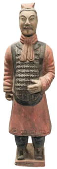 Statue Colorée Antique Guerriers avec Armure en Terracotta  38cm
