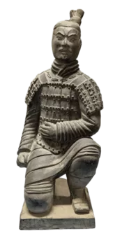 Statue Noire Archer Agenouillé en Terracotta 35cm