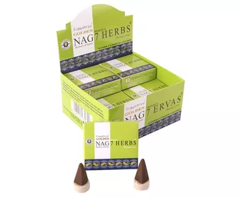 Encens Vijayshree Golden Nag 7 Herbes en Cônes