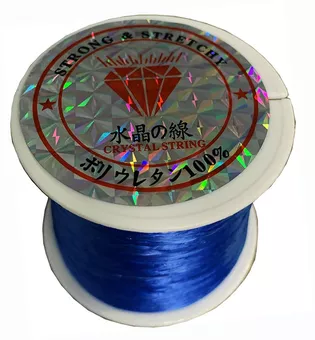 Fil élastique plat Bleu 50m