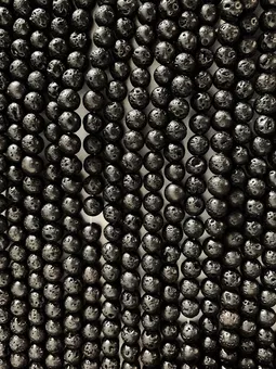 Perles Rondes sur Fil Pierre de Lave A 6mm