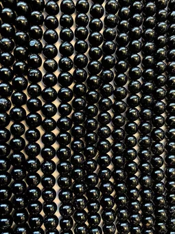 Perles Rondes sur Fil Tourmaline Noire A 6-7mm