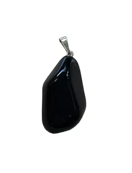 Pendentif pierre roulée Obsidienne Noire A