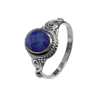 Bague Argent 925 Saphir Bleu Facetté AA T54