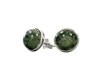 Boucles d'Oreilles Argent 925 Agate Mousse AA 8mm