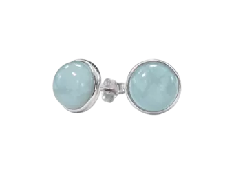 Boucles d'Oreilles Argent 925 Aigue Marine AA 8mm
